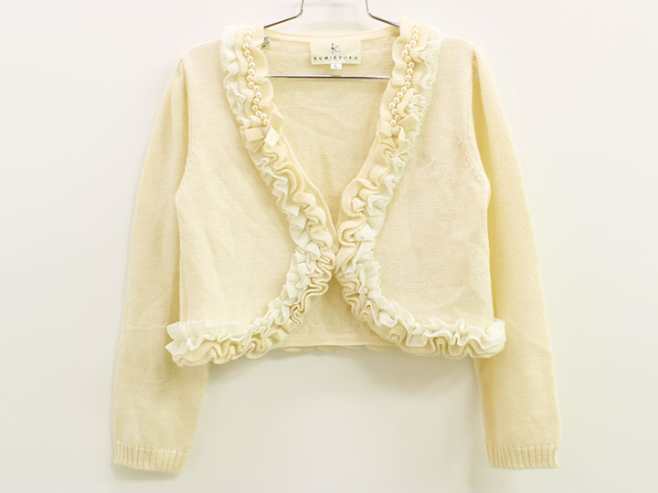 ▲組曲/KUMIKYOKU▲125cm(L) ニットボレロ/カーディガン アイボリー ラメ入り フォーマル 卒園式 入学式 結婚式 発表会 謝恩会 七五三 冠婚葬祭【中古】子供服 キッズ kids 女の子 fml tops 921052