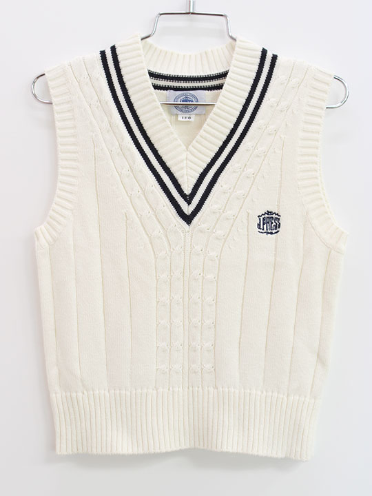 ▲ジェイプレス/J.PRESS▲110cm ケーブルニットベスト 白 フォーマル 卒園式 入学式 謝恩会 結婚式 発表..
