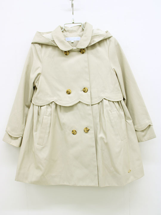 【楽天スーパーSALE!】タルティーヌエショコラ スプリングコート 110cm キッズ 女児 グレージュ【中古】▲