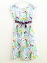 【夏SALE!】アナスイミニ フレンチスリーブワンピース 135cm(L) キッズ 女児 白×グリーン系【中古】▲