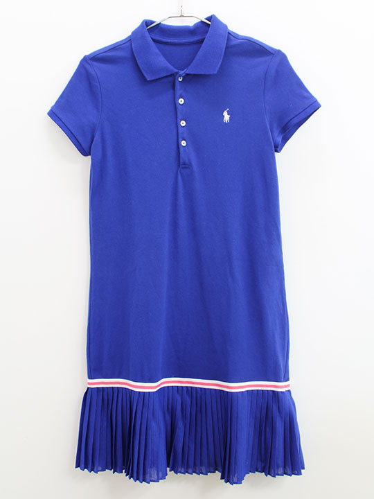 ラルフローレン 半袖ワンピース 150cm位 キッズ 女児 青【中古】【新入荷!】▲
