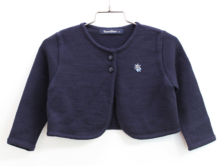 【楽天スーパーSALE!】ファミリア ニットボレロ 90cm キッズ 女児 濃紺【中古】▲