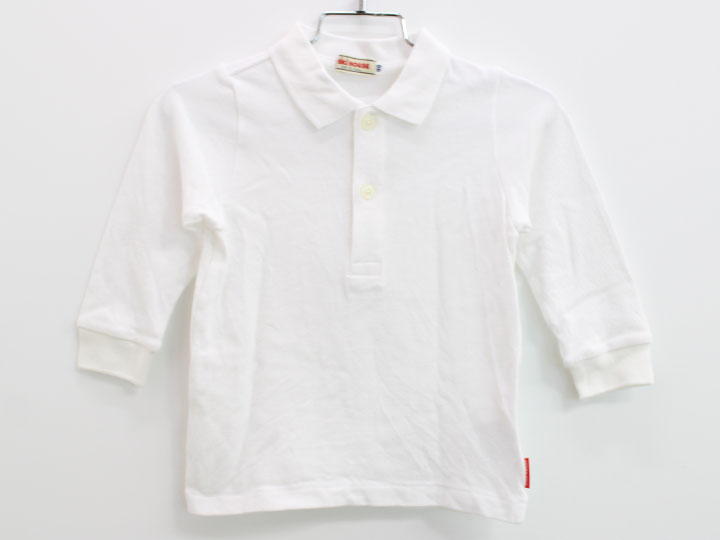 【楽天スーパーSALE!】ミキハウス 長袖ポロシャツ 90cm キッズ 男児 白【中古】▲