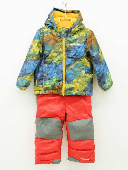 コロンビア スキーウェア 100cm(3T) キッズ 男児 女児 カーキ系×赤【中古】【新入荷!】▲