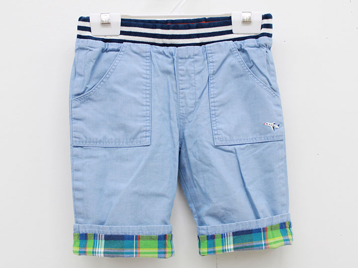 Other - ファミリア リバーシブルハーフパンツ 110cm キッズ 男児 水色×黄緑系【中古】▲