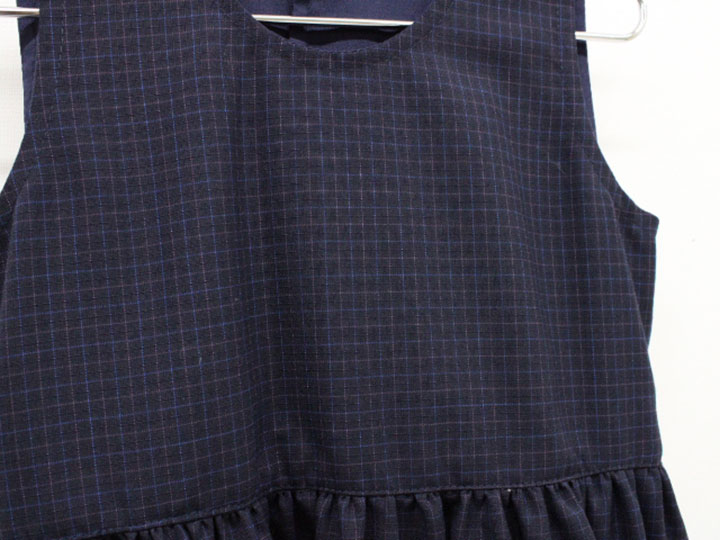 オーダーメイド ジャンパースカート 120cm位 キッズ 女児 濃紺 お受験【中古】▲
