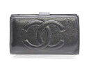 【値下げ】♪CHANEL/シャネル♪キャビアスキン/二つ折り財布/ロゴ/シンプル/カジュアル/オシャレ/ウォレット/他小物 ブラック/黒色 レディース 【中古】 春夏秋冬 509022 hat etc