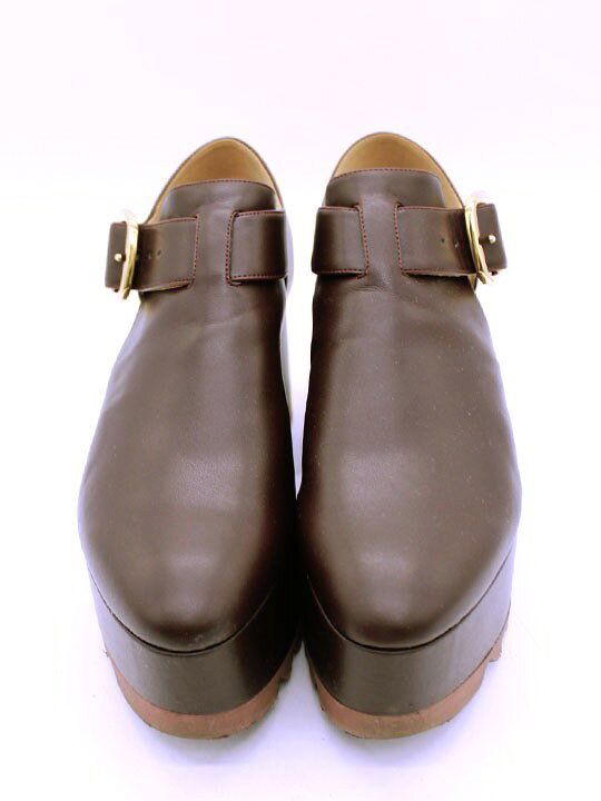 ステラマッカートニー Elyse Closed Toe T Bar Platform Sandals エリス プラットフォームサンダル 37 1/2 ブラウン レディース □
