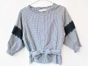 [ポンポネット/pom ponette]150cm 七分袖ブラウス/シャツ 紺×白【中古】子供服 キッズ kids ジュニア 女の子 春 tops 402042