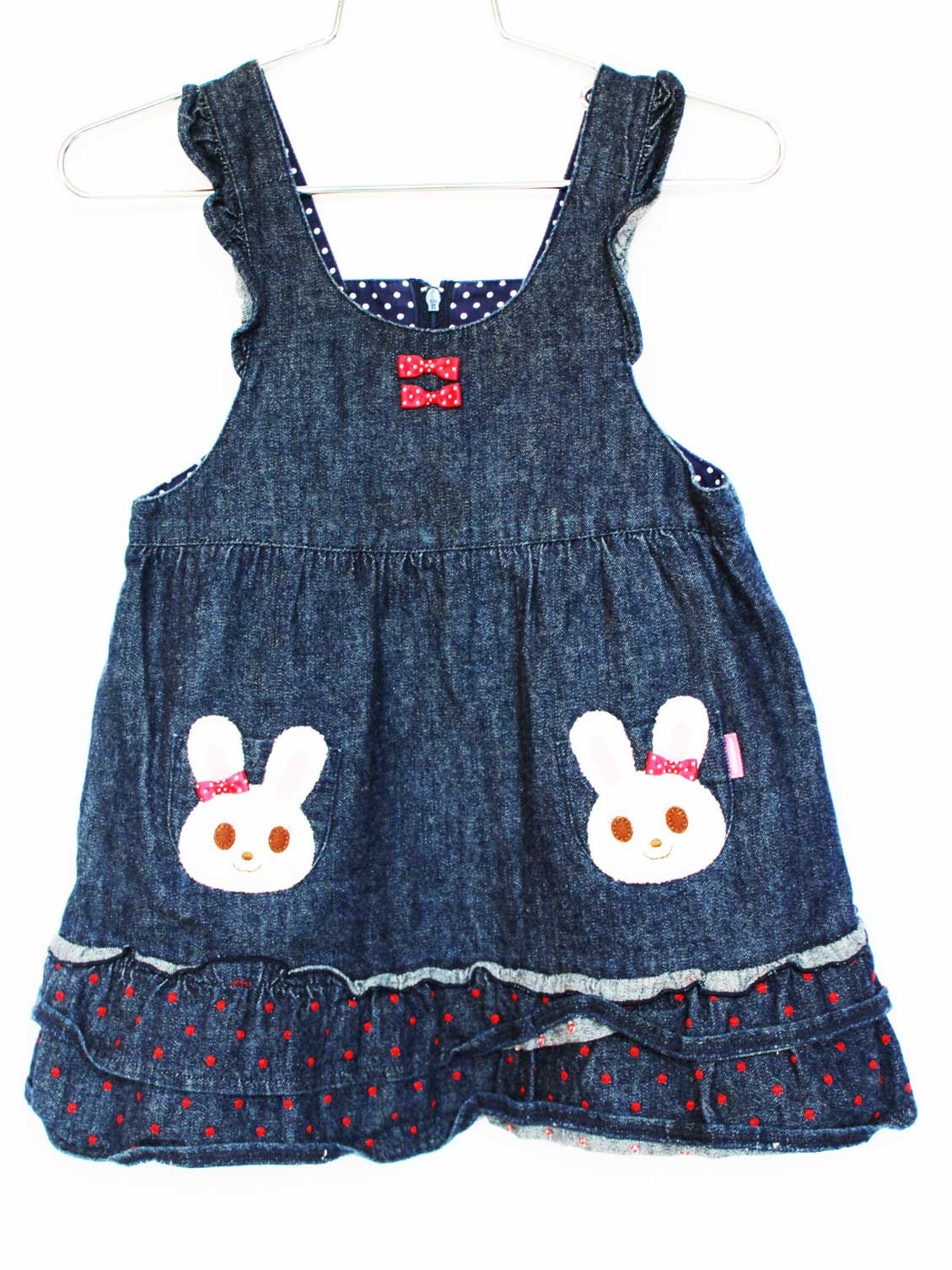 現行[ミキハウス/MIKIHOUSE]90cm ジャンパースカート インディゴブルー【中古】子供服 キッズ kids ベビー服 baby 女の子 春秋冬 onepi 504042