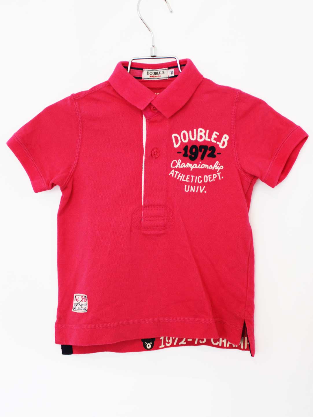 【値下げ!】[ダブルビー/DOUBLE.B]90cm 半袖ポロシャツ ピンク【中古】子供服 キッズ kids ベビー服 ba..