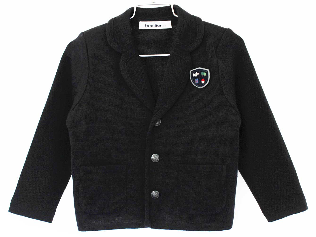 [ファミリア/familiar]120cm ジャケット/ニットブレザー 紺 エンブレム付 フォーマル お受験 見学会 説..