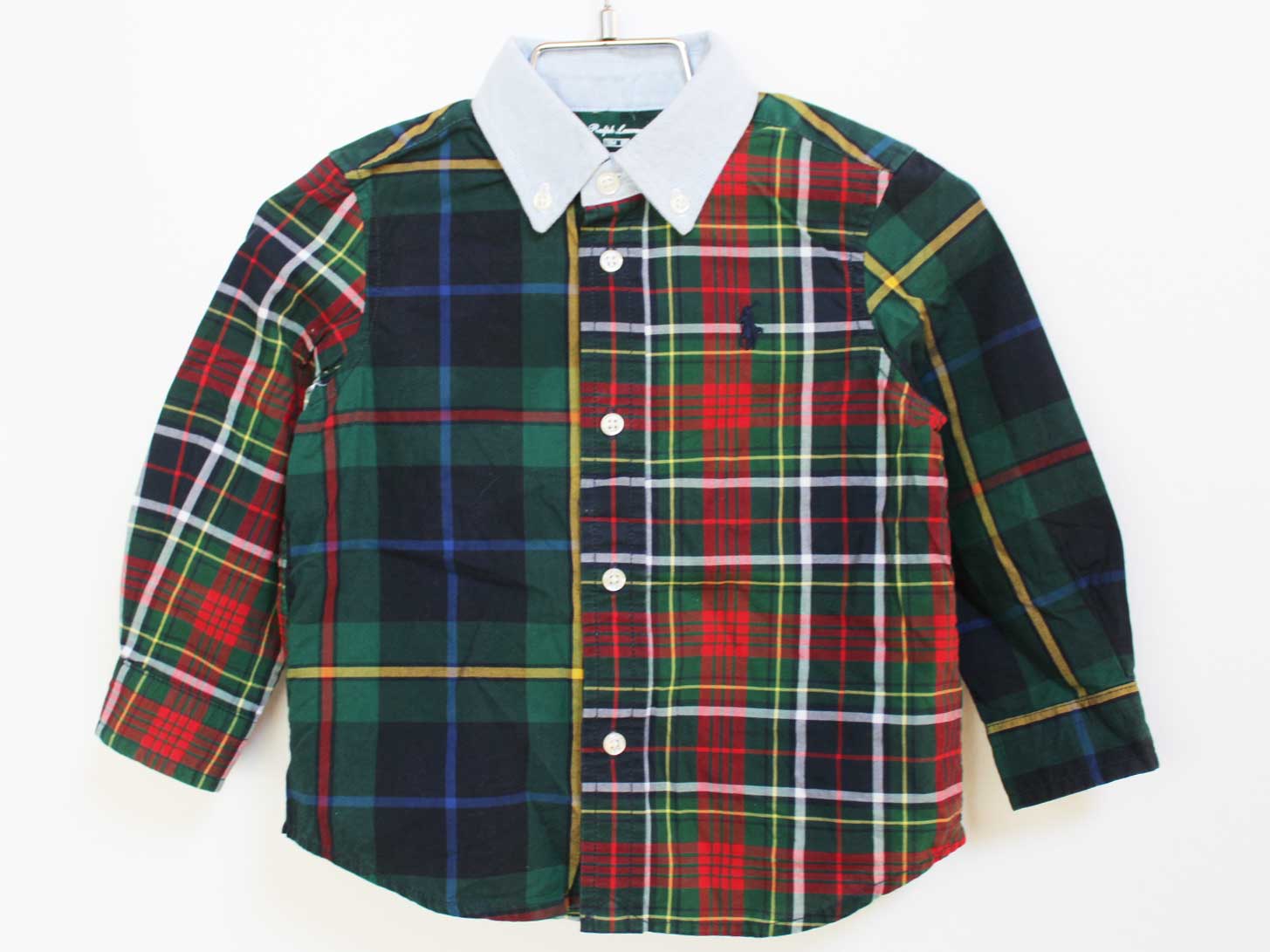 [ラルフローレン/Ralph Lauren]85cm 長袖シャツ 深緑×赤系【中古】子供服 キッズ kids ベビー服 baby ..