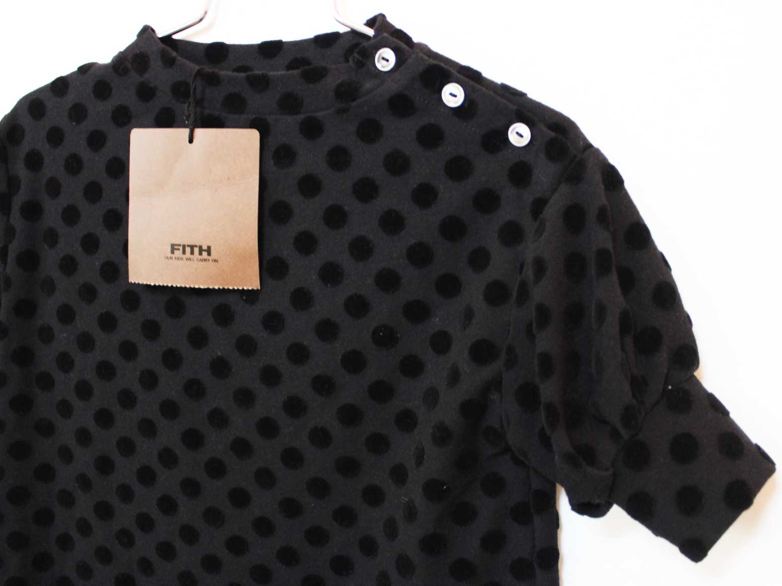 新品 未使用品[フィス/FITH]80cm 五分袖ワンピース 黒 子供服 キッズ kids ベビー服 baby 女の子 秋冬 onepi 719042