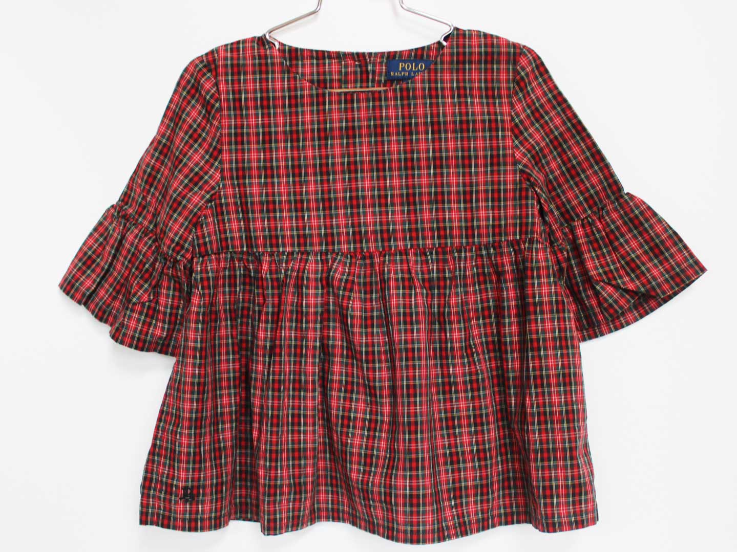 Rakuten - 【値下げ!】[ラルフローレン/Ralph Lauren]140cm 七分袖ブラウス/七分袖シャツ 赤×深緑系【中古】子供服 キッズ kids ジュニア 女の子 秋 tops 609042