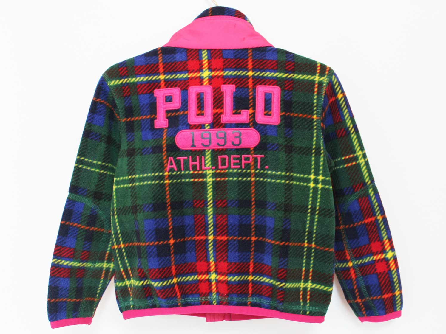 【楽天スーパーSALE!】[ラルフローレン/Ralph Lauren]110cm フリースブルゾン/ジャンパー/アウター 深緑×ピンク系【中古】子供服 キッズ kids 男の子 秋 otr 510142 2