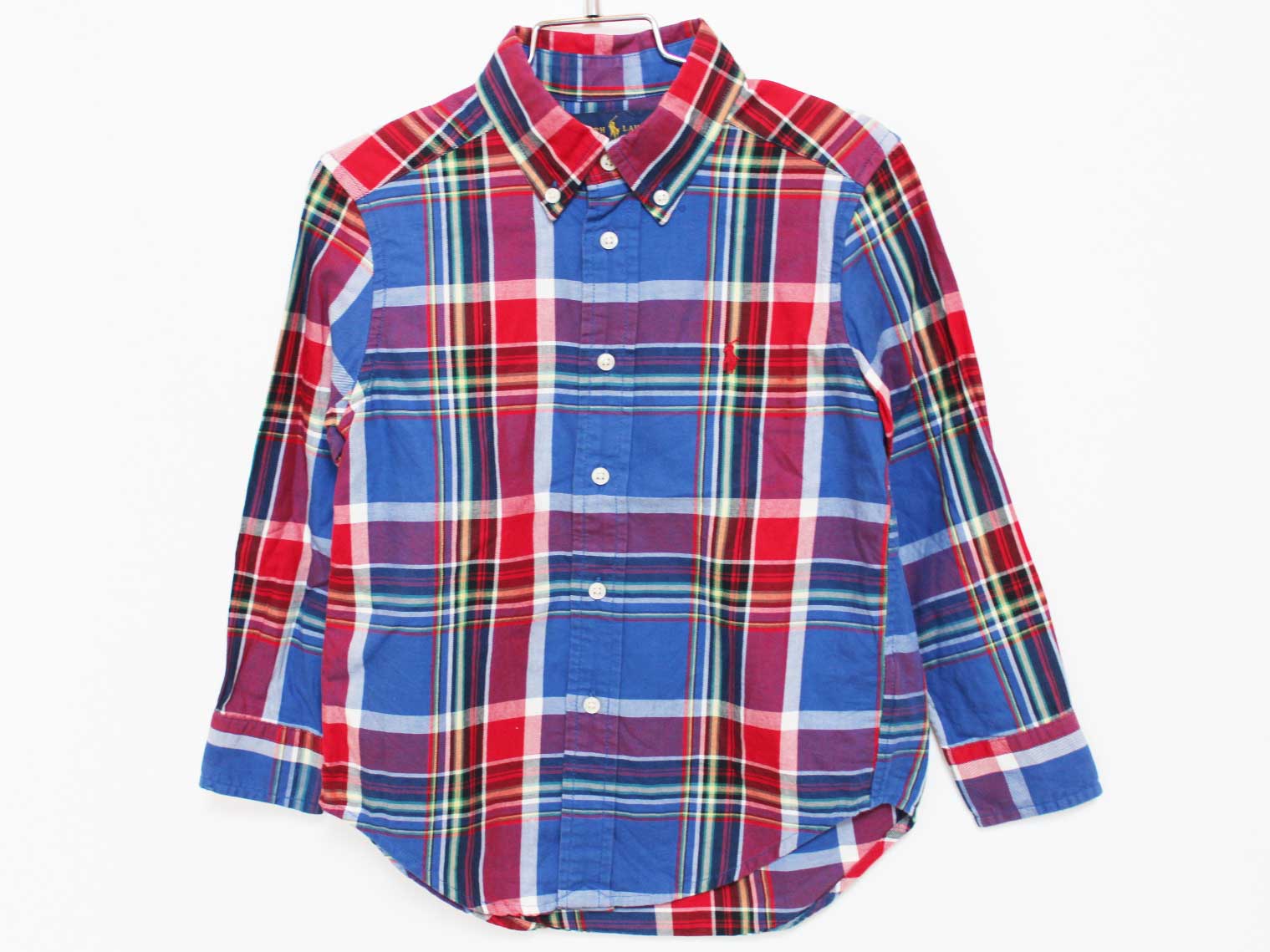 [ラルフローレン/Ralph Lauren]110cm 長袖シャツ ブルー×赤系【中古】子供服 キッズ kids 男の子 春秋..