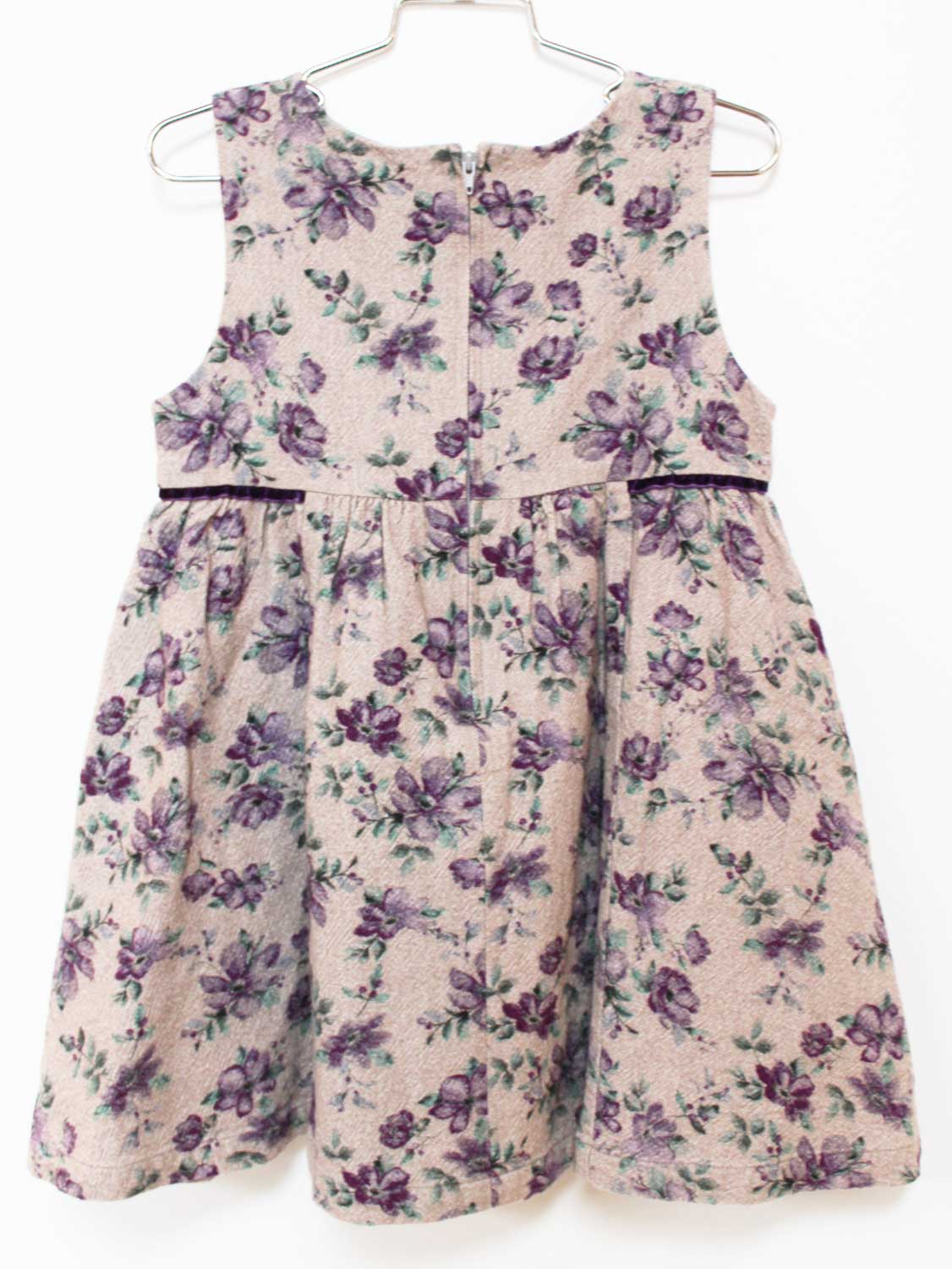 【SALE!】[ベベ/BeBe]110cm ジャンパースカート ベージュ×紫 フォーマル 七五三 卒...