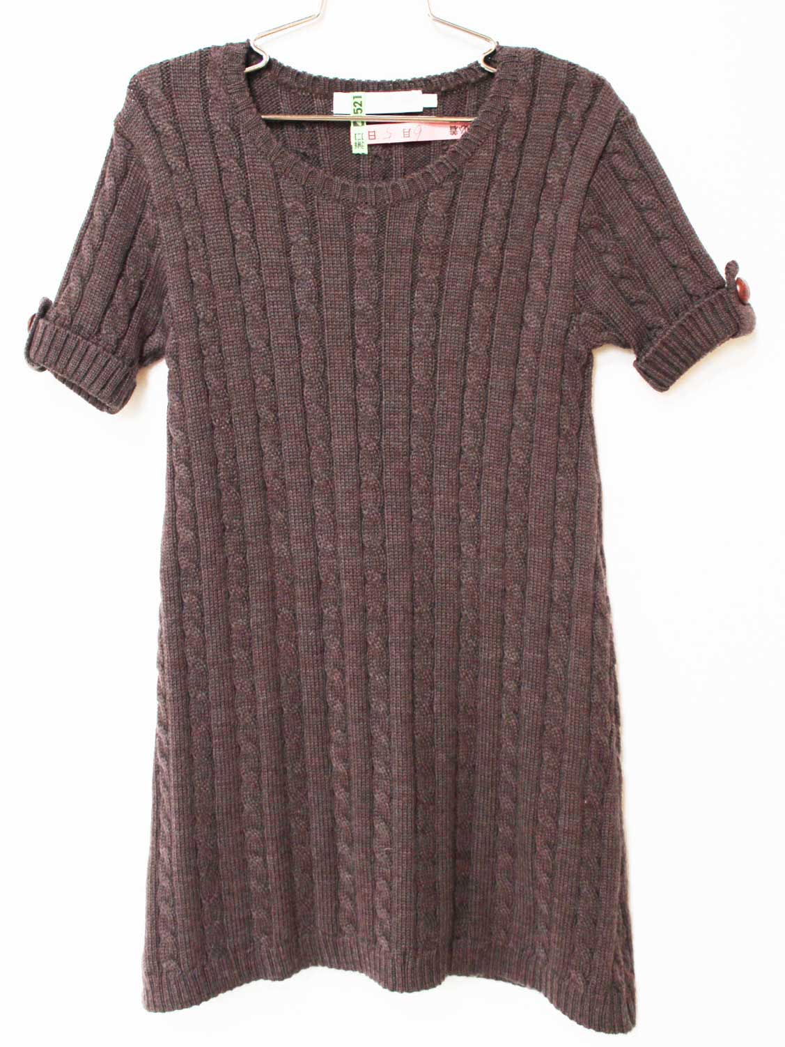 [タルティーヌエショコラ/Tartine et Chocolat]120cm 半袖ニットワンピース 茶【中古】子供服 キッズ k..