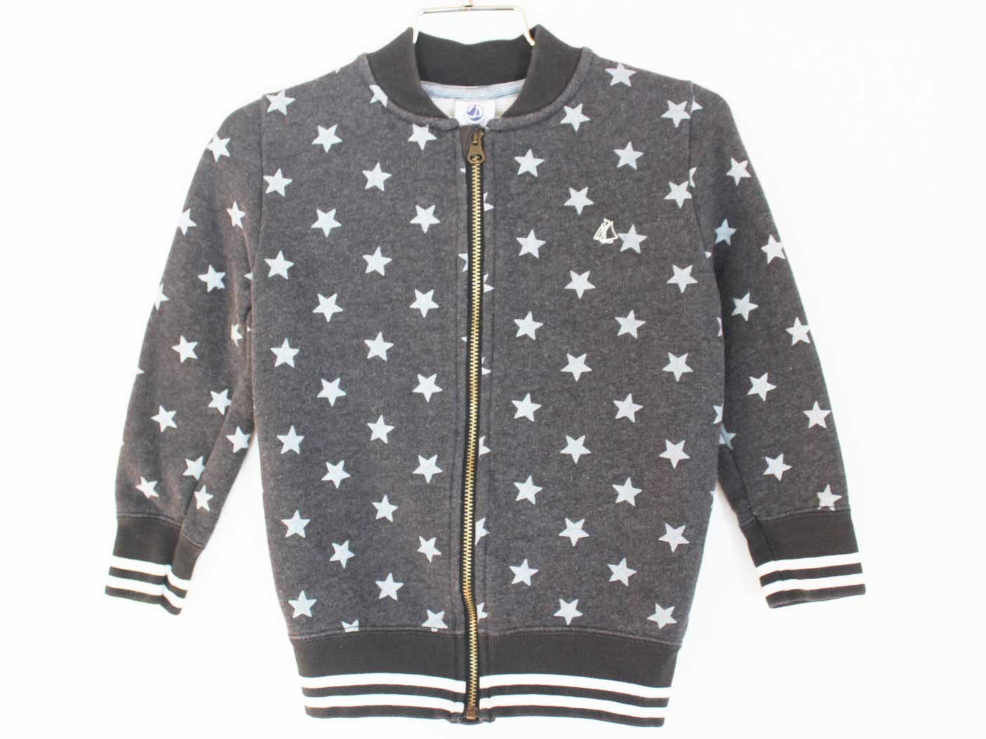 [プチバトー/PETIT BATEAU]95cm スウェットブルゾン/ジャンパー/アウター グレー 裏起毛【中古】子供服..