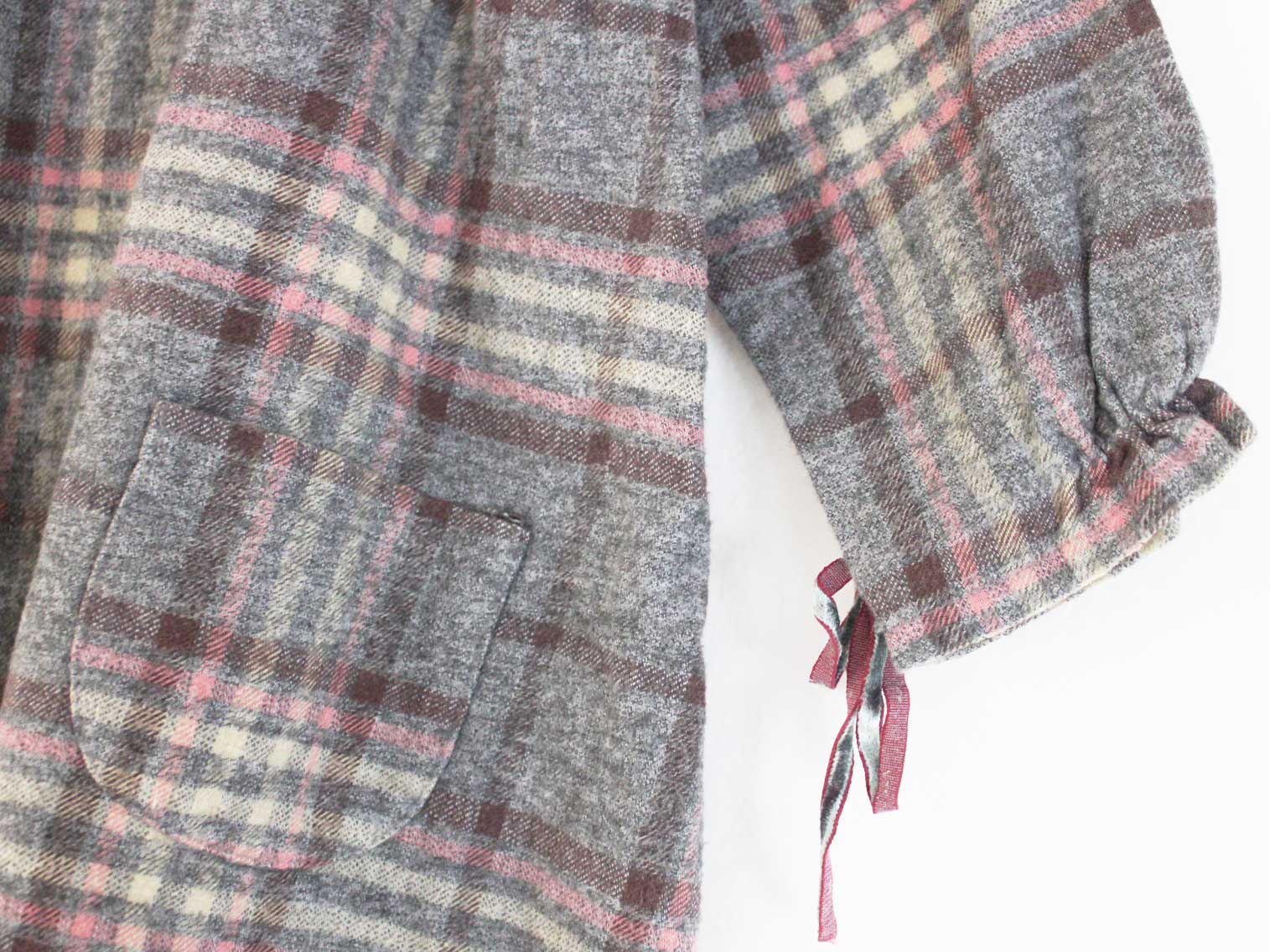 [マキエ/MAKIE]104cm 長袖ワンピース グレー×ピンク系【中古】子供服 キッズ kids 女の子 秋冬 onepi 520142