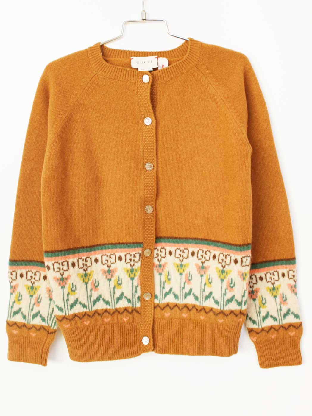 [グッチ/GUCCI]140cm カーディガン 茶 ANGELA LYNNEコラボ【中古】子供服 キッズ kids ジュニア 女の子 秋冬 tops 911142