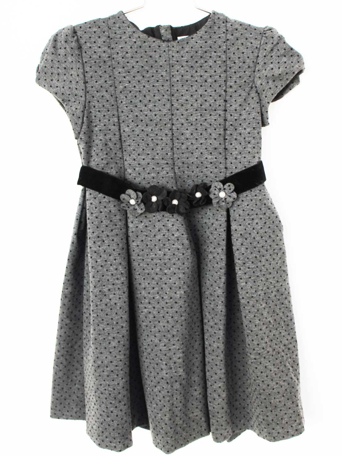 【SALE!】[マヨラル/Mayoral]128cm 半袖ワンピース グレー×黒【中古】子供服 キッズ kids 女の子 秋冬 onepi 602142