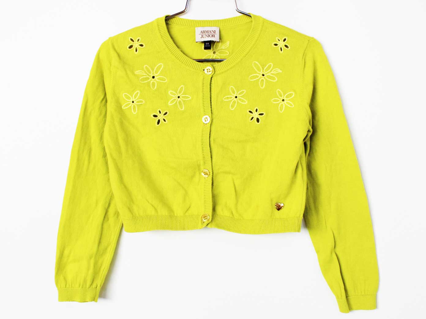 Cardigans - [アルマーニ ジュニア/Armani Junior]130cm カーディガン/ボレロ 黄緑【中古】子供服 キッズ kids 女の子 春 tops 412052