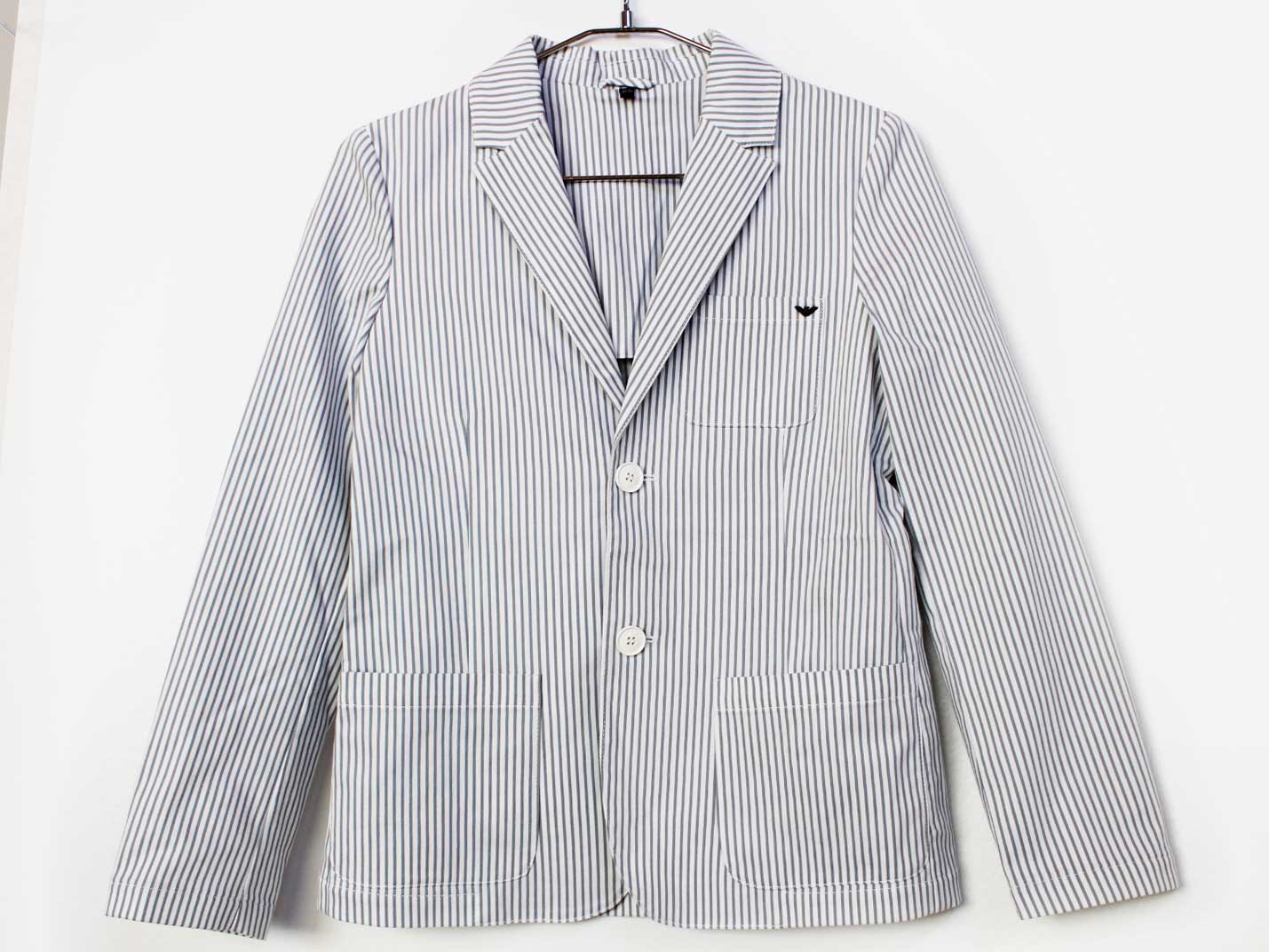 [エンポリオ アルマーニ/EMPORIO ARMANI]142cm ジャケット/ブレザー 白×グレー フォーマル 卒業式 結婚式 発表会 謝恩会 冠婚葬祭【中古】子供服 キッズ kids ジュニア 男の子 春 otr 412052