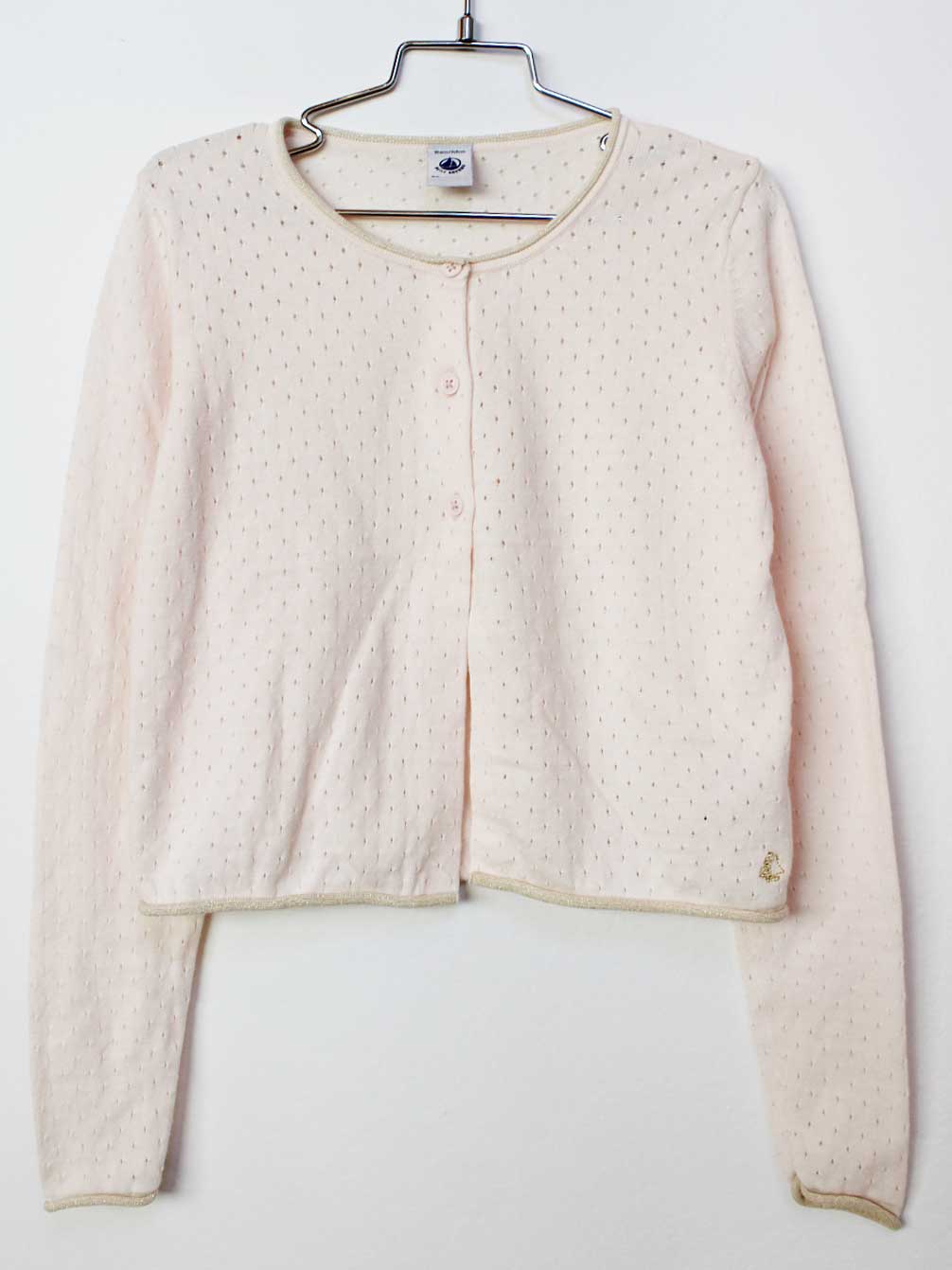 [プチバトー/PETIT BATEAU]128cm カーディガン/ボレロ ピンク×ゴールド【中古】子供服 キッズ kids 女の子 春 tops 122052