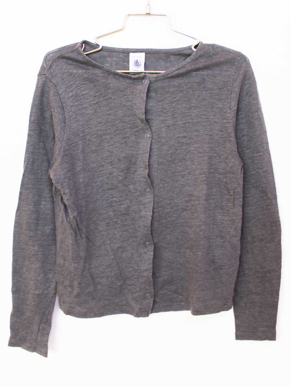 【値下げ!】[プチバトー/PETIT BATEAU]128cm カーディガン グレー 麻100％【中古】子供服 キッズ kids ..