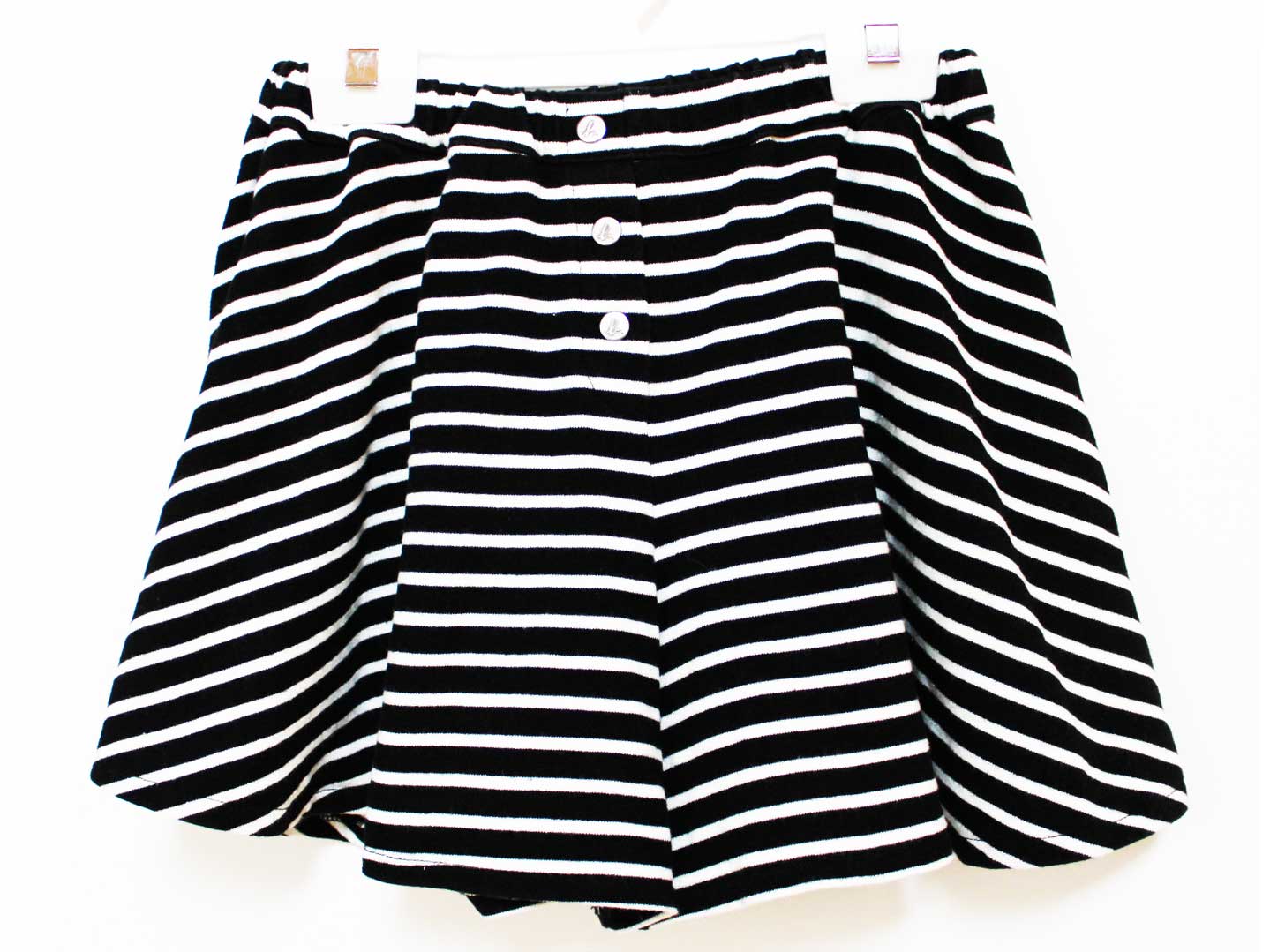 【値下げ!】アニエスベー キュロットスカート 125cm(6ans) キッズ 女の子 黒×白【中古】★