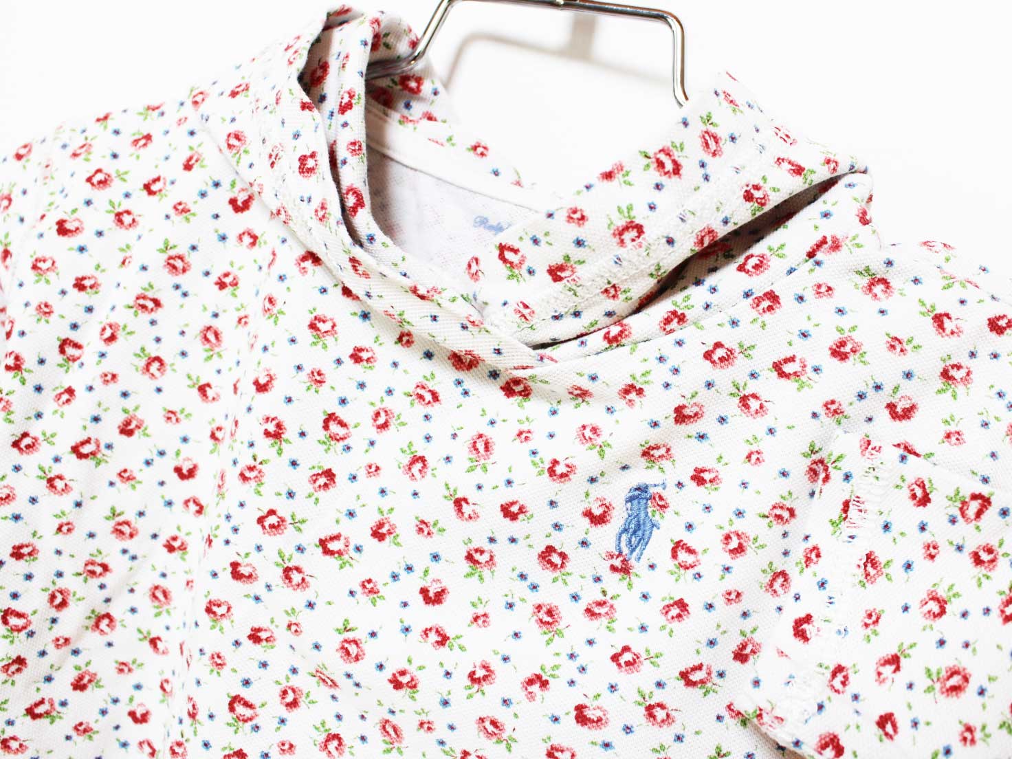 【SALE!】ラルフローレン フード付きカットソー 80cm キッズ 女児 白×ピンク【中古】★