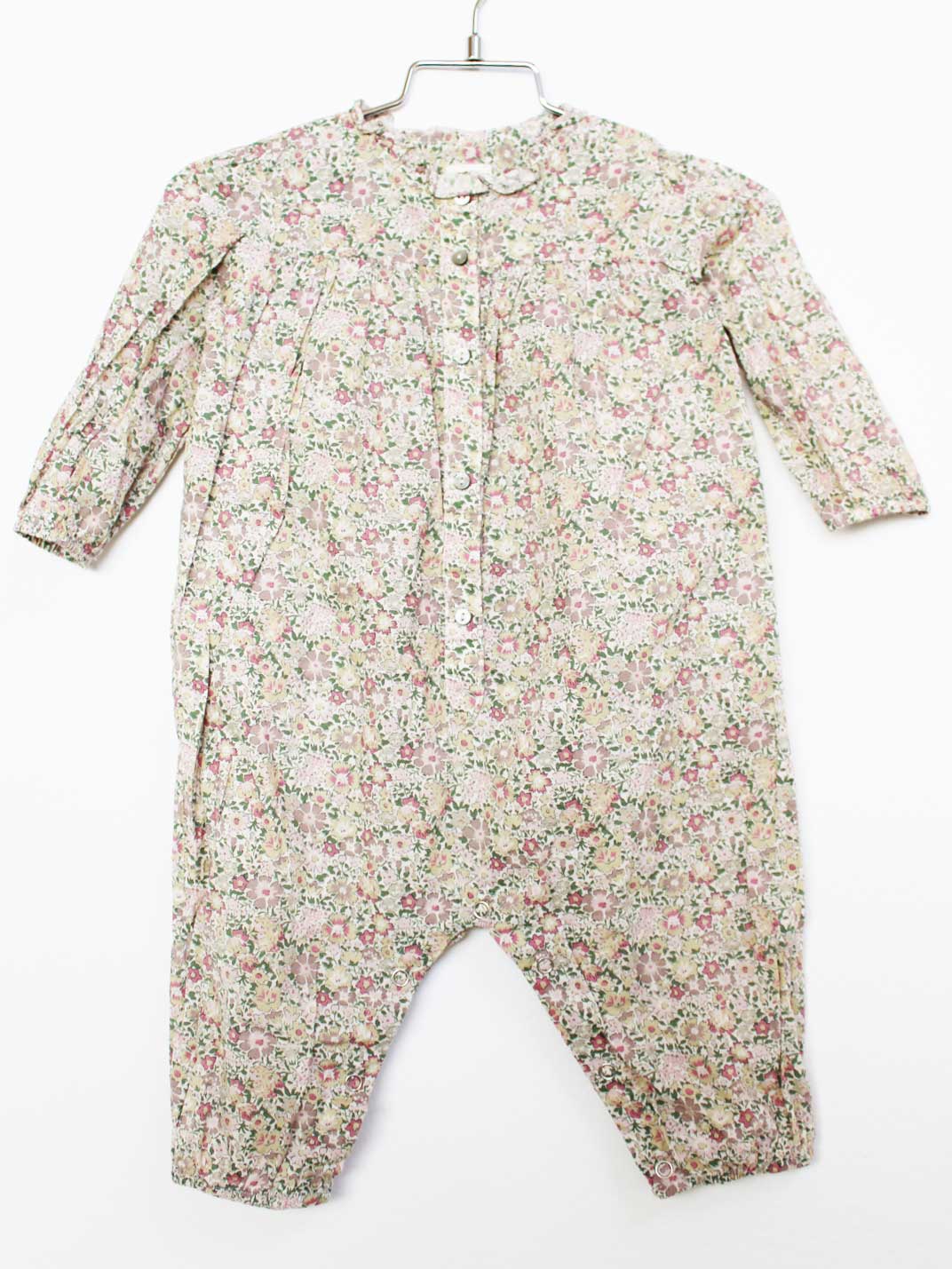Coverall - [ボントン/BONTON]75cm 長袖カバーオール/長袖ロンパース グリーン系 リバティ【中古】子供服 キッズ kids ベビー服 baby 女の子 春 onepi 303052
