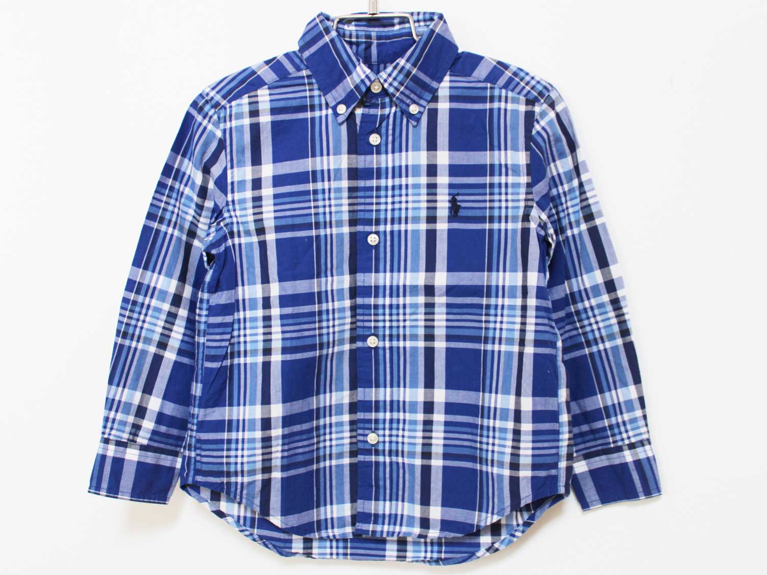 Long-Sleeved - 【値下げ!】ラルフローレン 長袖シャツ 100cm キッズ 男児 ブルー×白【中古】★