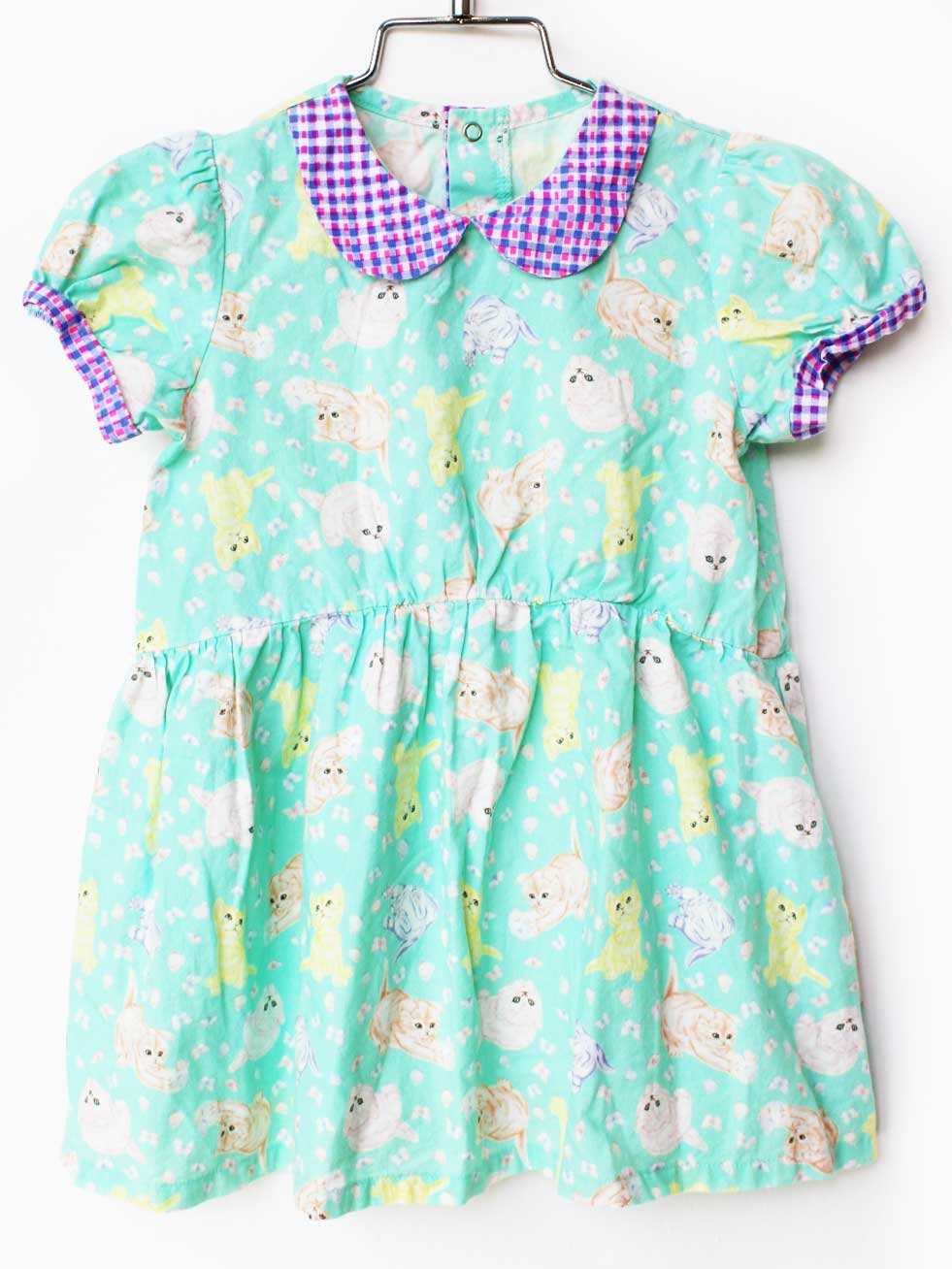 【楽天スーパーSALE!】フェフェ 半袖ワンピース 90cm キッズ 女児 エメラルドグリーン【中古】★