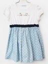 【夏SALE!】ファミリア 半袖ワンピース 100cm キッズ 女児 白×ブルー【中古】★
