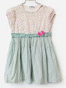 【夏SALE!】ファミリア 半袖ワンピース 100cm キッズ 女児 ピンク×グリーン【中古】★