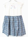 【夏SALE!】ミキハウス 半袖ワンピース 120cm キッズ 女児 白×ブルー【中古】★