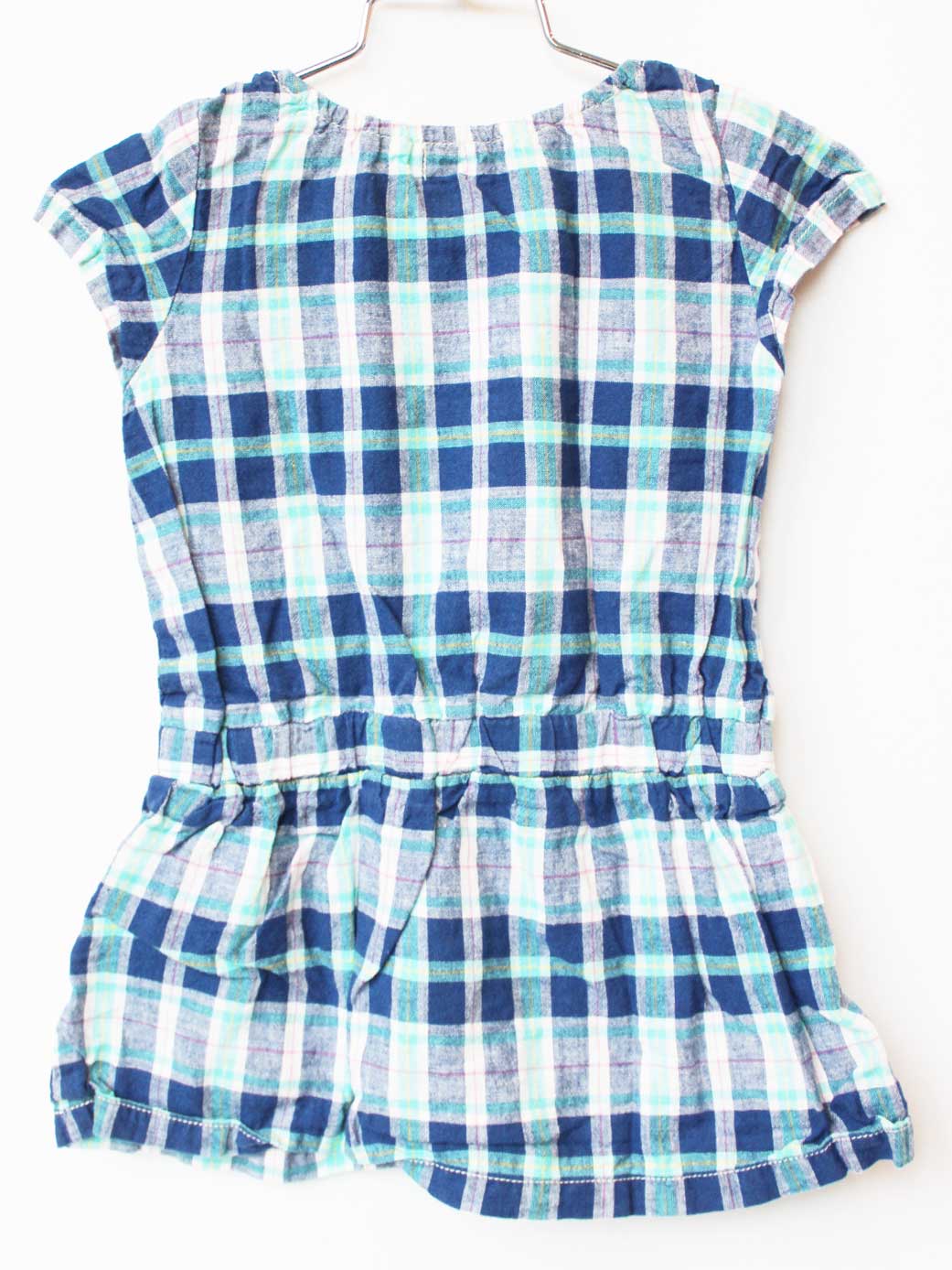 【SALE!】ミキハウスダブルビー 半袖ワンピース 90cm キッズ 女児 ブルー【中古】★