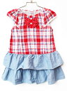 【夏SALE!】ミキハウス 半袖ワンピース 100cm キッズ 女児 赤×ブルー【中古】★