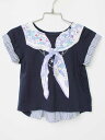 【夏SALE!】アナスイミニ 半袖カットソー 100cm キッズ 女児 紺【中古】★