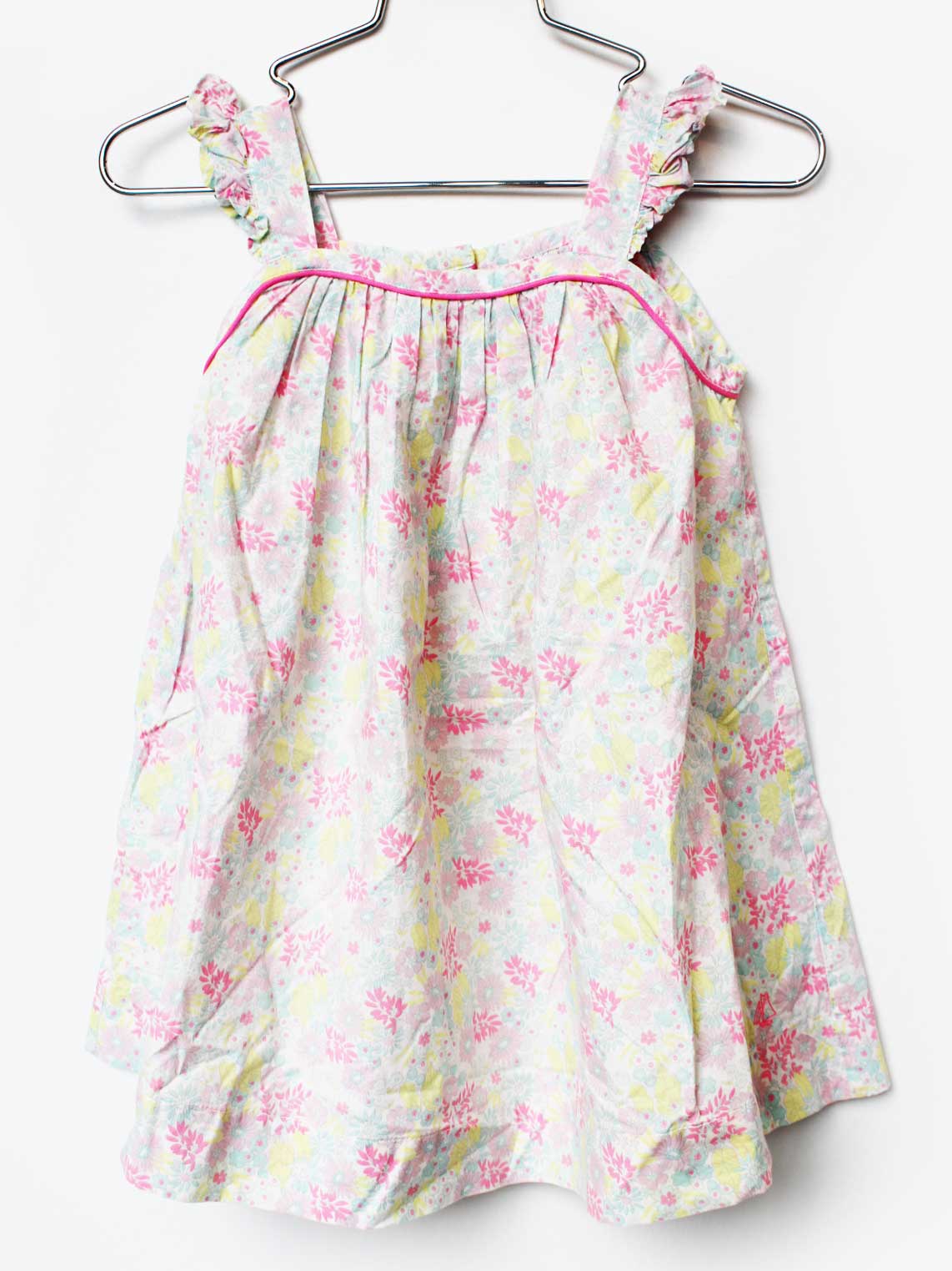 【楽天スーパーSALE!】プチバトー ノースリーブワンピース 81cm キッズ 女児 白×ピンク系【中古】★