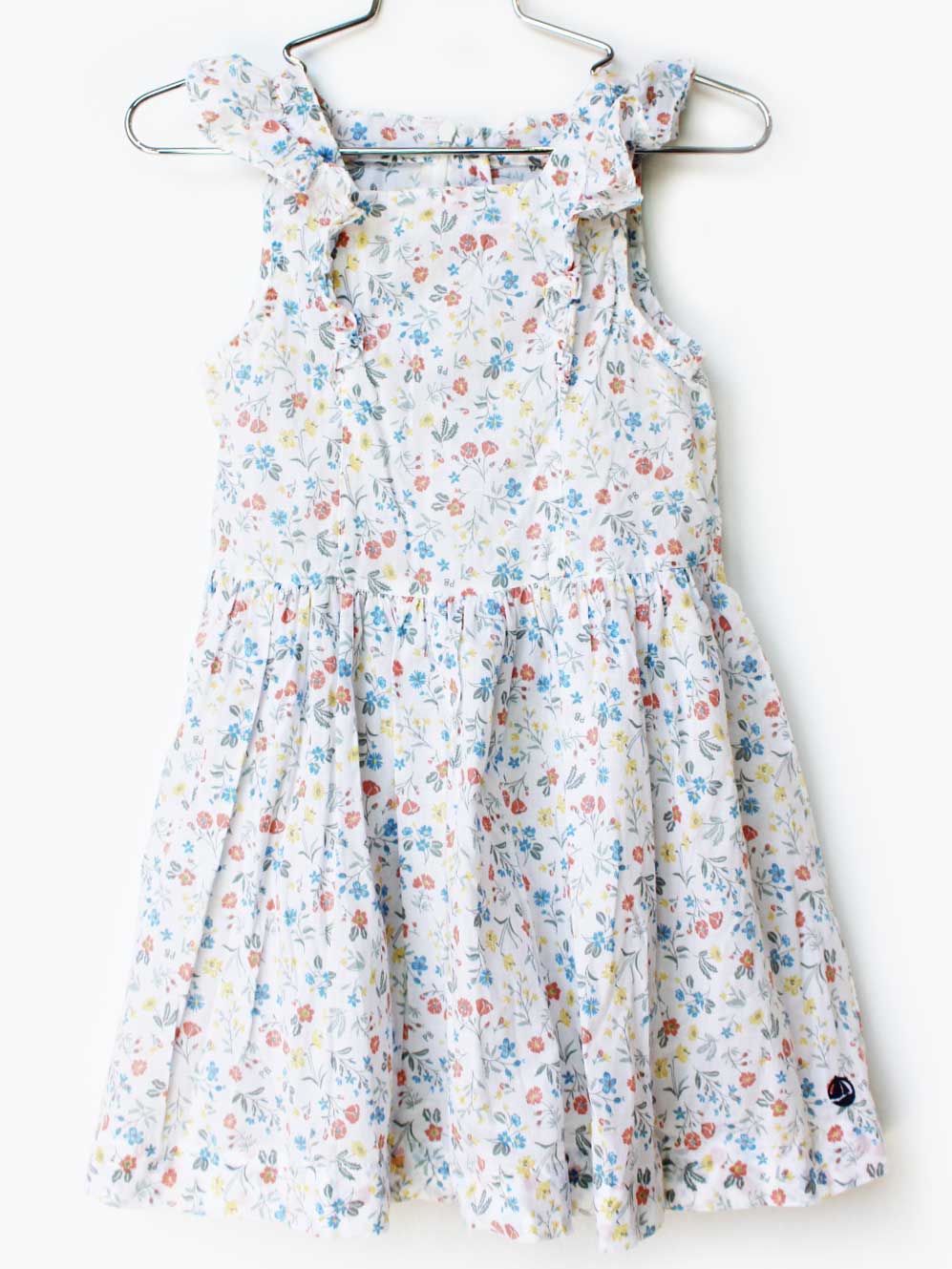 Rakuten - プチバトー 半袖ワンピース 104cm キッズ 女児 白×マルチカラー【中古】★