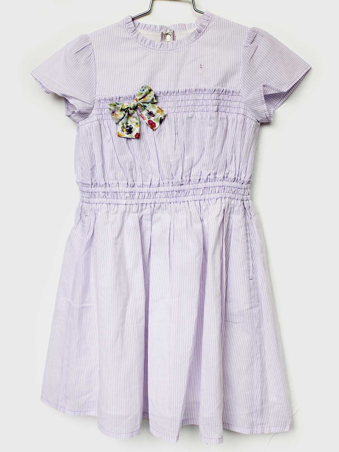 Dresses - クミキョク 半袖ワンピース 120cm キッズ 女児 紫×白【中古】★