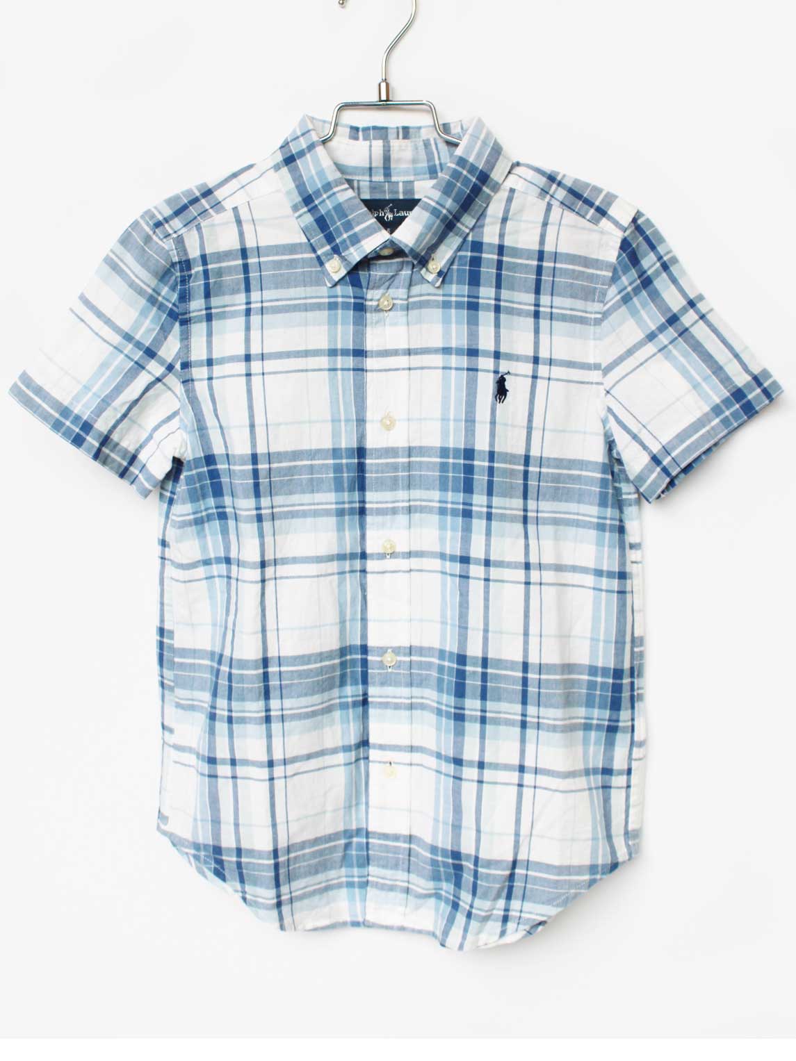 Short Sleeves - ラルフローレン 半袖シャツ 120cm キッズ 男児 白×ブルー【中古】★