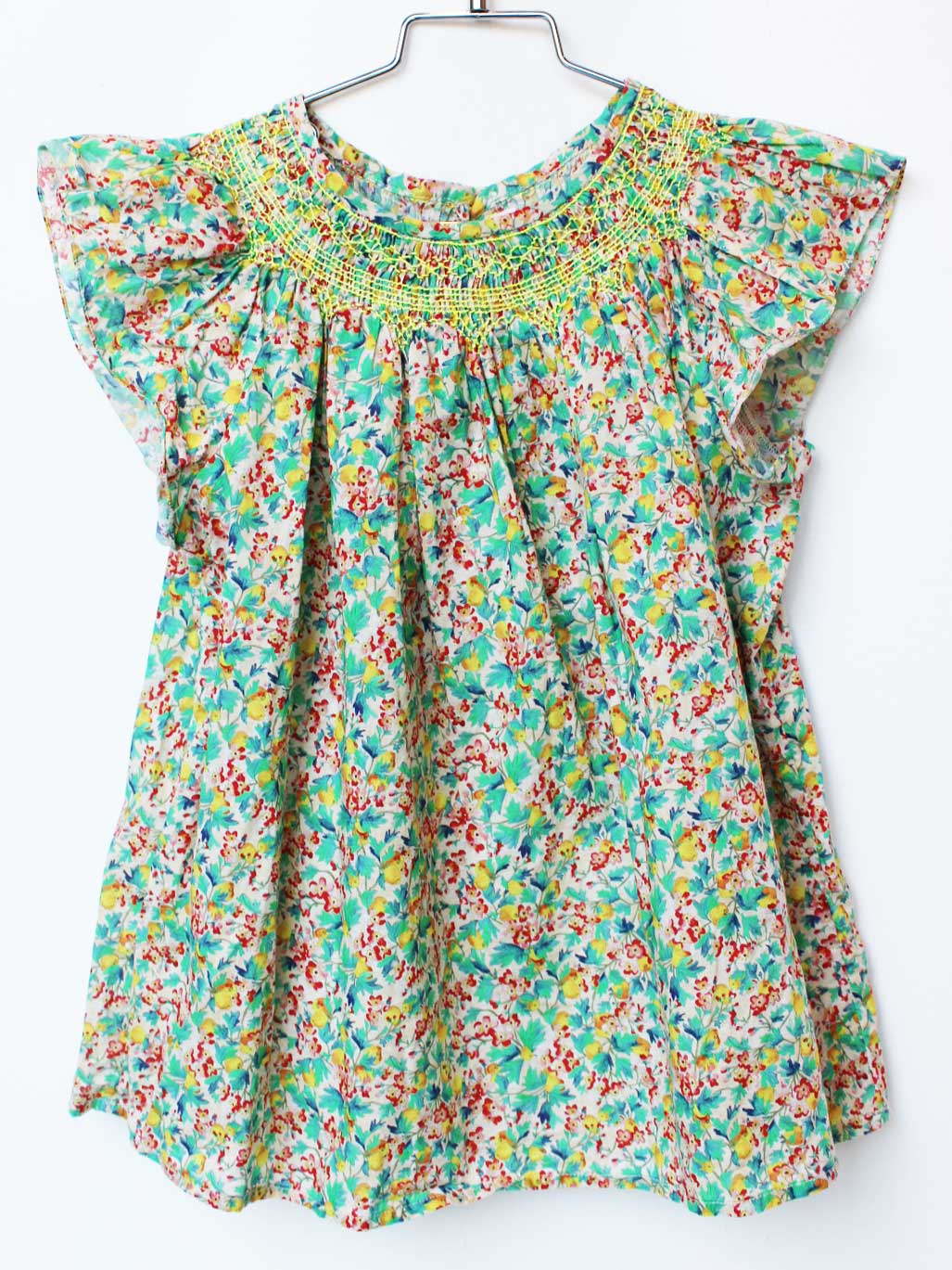 Short Sleeves - ボンポワン 半袖ブラウス 140cm キッズ 女児 グリーン系【中古】★
