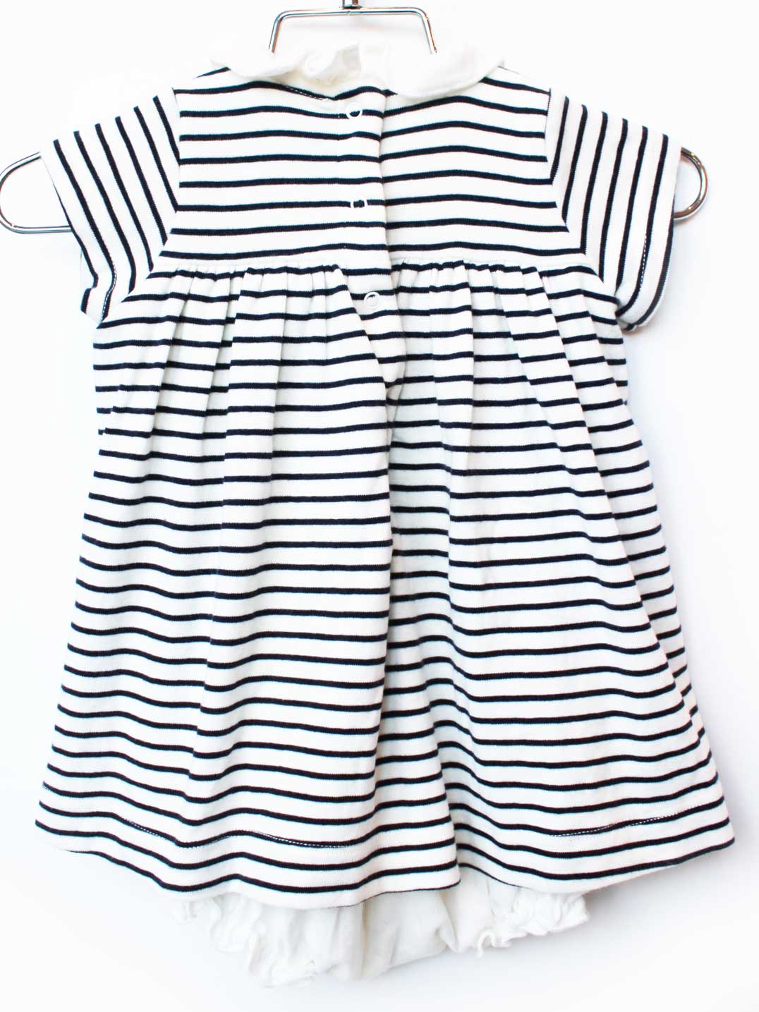 プチバトー 半袖ワンピオール 74cm キッズ 女児 白×黒【中古】【新入荷!】★