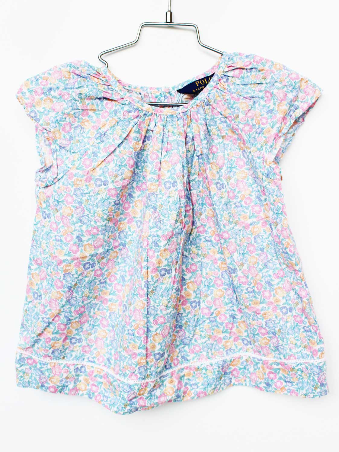 Short Sleeves - ラルフローレン 半袖ブラウス 110cm キッズ 女児 ピンク×ブルー系【中古】★