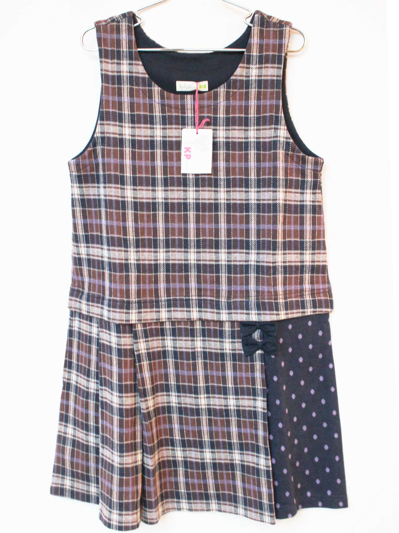 ケーピー ジャンパースカート 140cm キッズ 女児 茶×紺【新品 未使用品】★